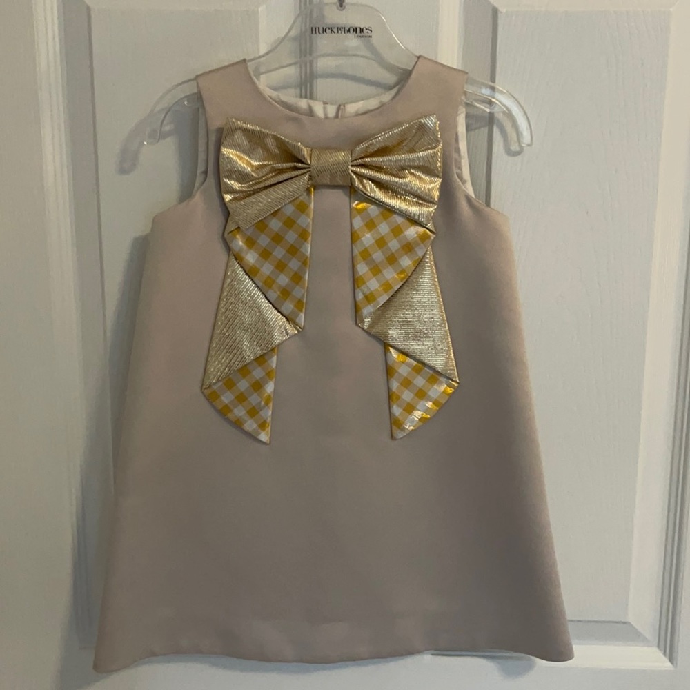 Hucklebones London Holiday Dress with gold Bow